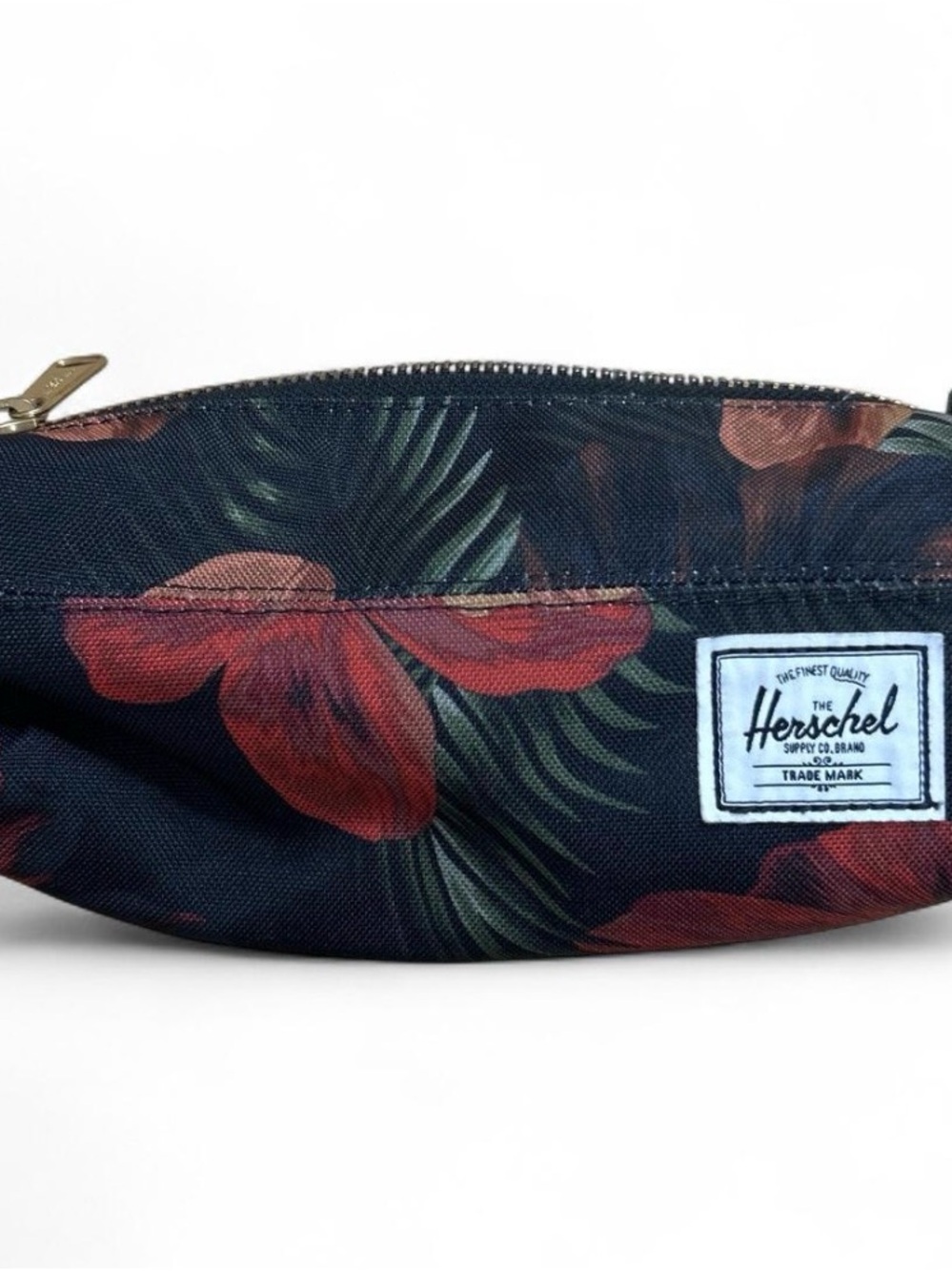 Herschel Supply Co. Black Cosmetic Pouch with Red Floral Print